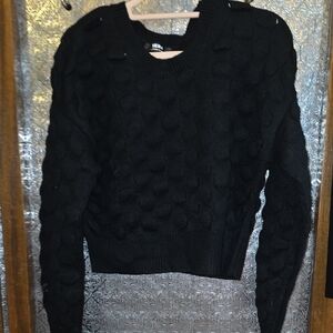 Hera Collection Black Textured Crew Neck Sweater